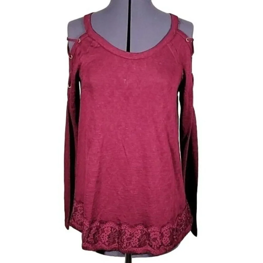 Maurices Burgundy Long Sleeve Top Sz S